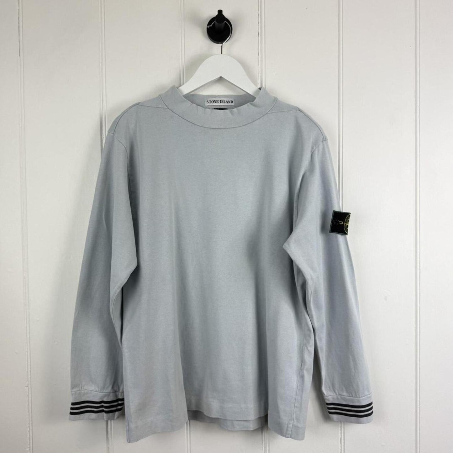 1996 Stone Island Mock Neck Long Sleeve T-Shirt (S) | Small, Blue