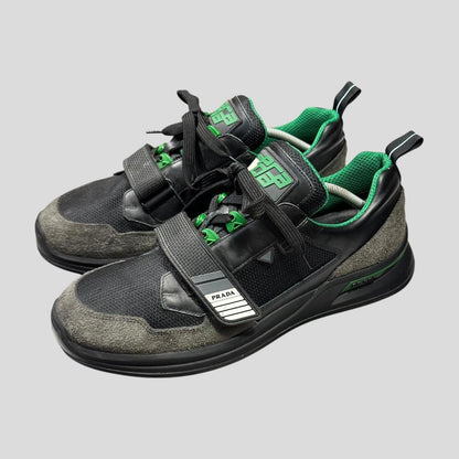 Prada 2018 Mechano Mercurio Verde Rubber + Leather Logo Trainers - UK11/11.5 | 11, Grey