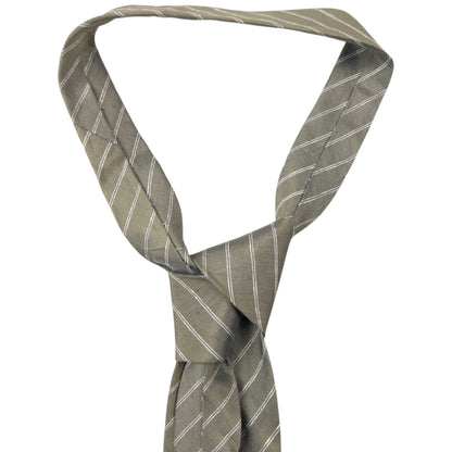 Vintage 90s Issey Miyake Striped Silk Tie | O/S, Grey