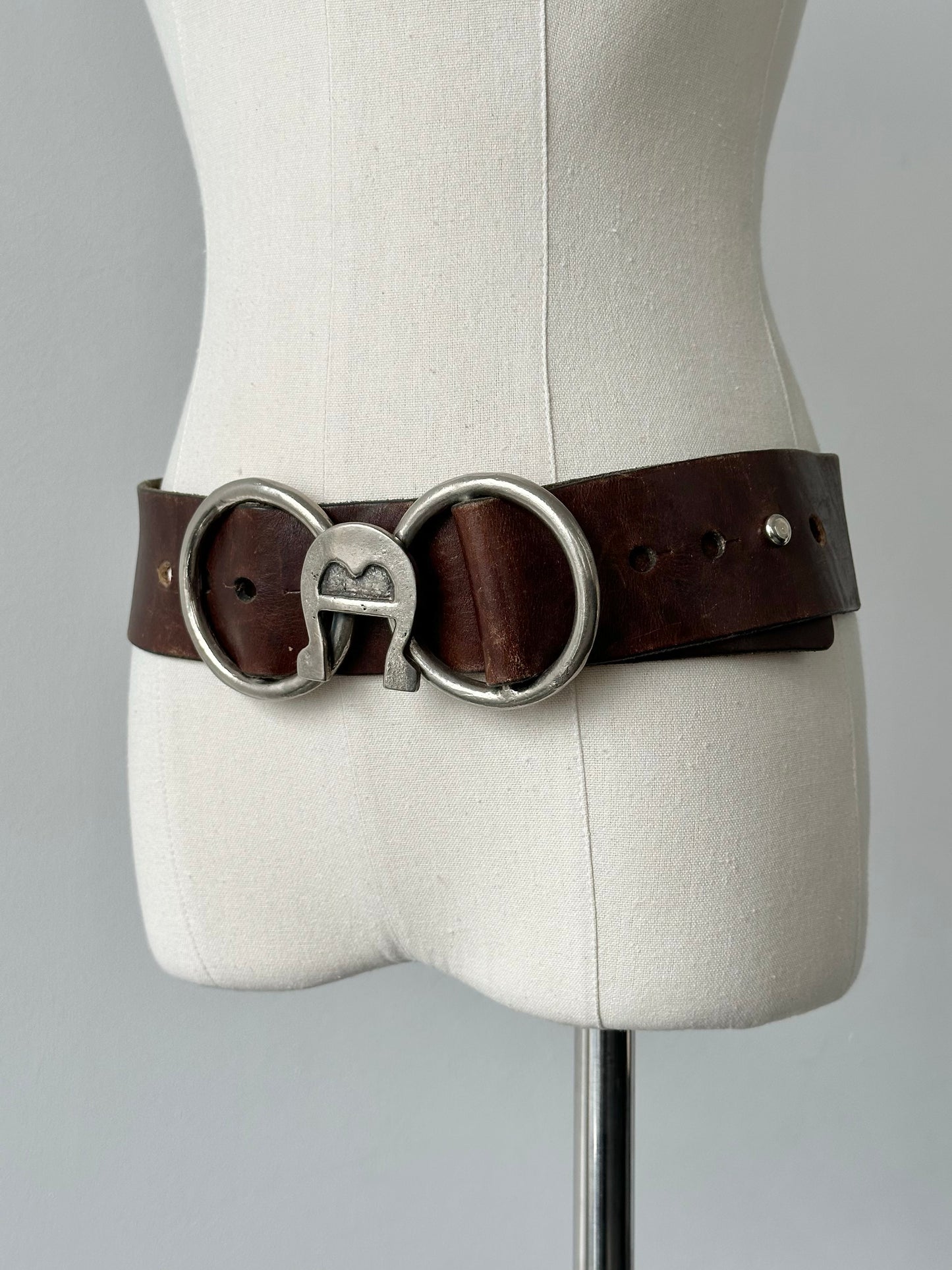 Vintage 1990s Western Horseshoe Leather Belt - W32-35