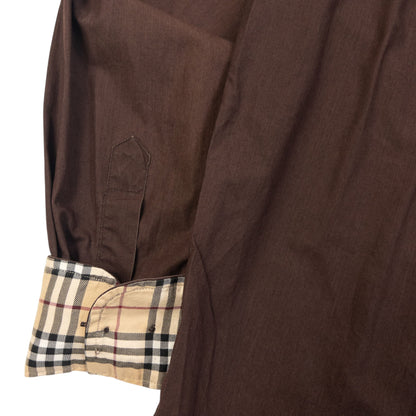Vintage 2000s Burberry Nova Check Cuff Long Sleeve Button Up Shirt Size XL | XL, Brown