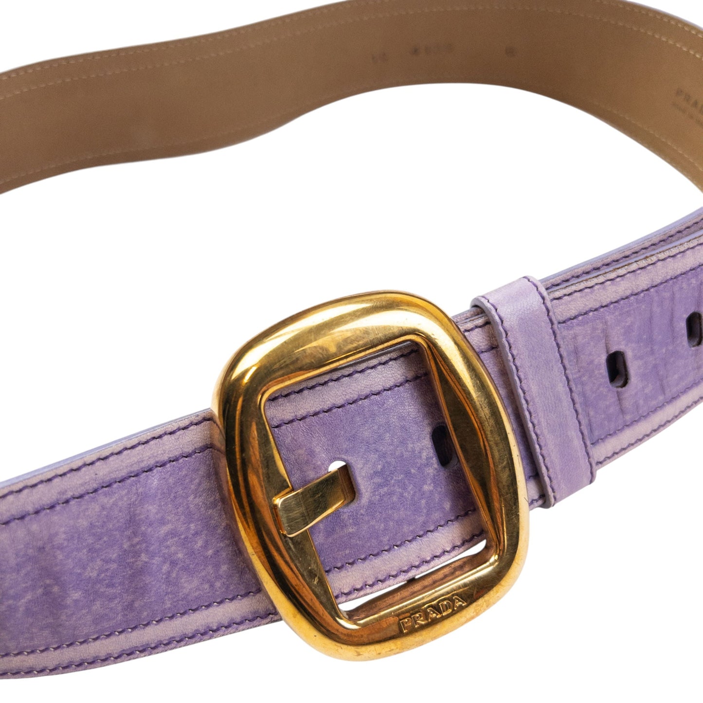 Vintage 90s Prada Leather Belt Womens Size XL | O/S, Gold