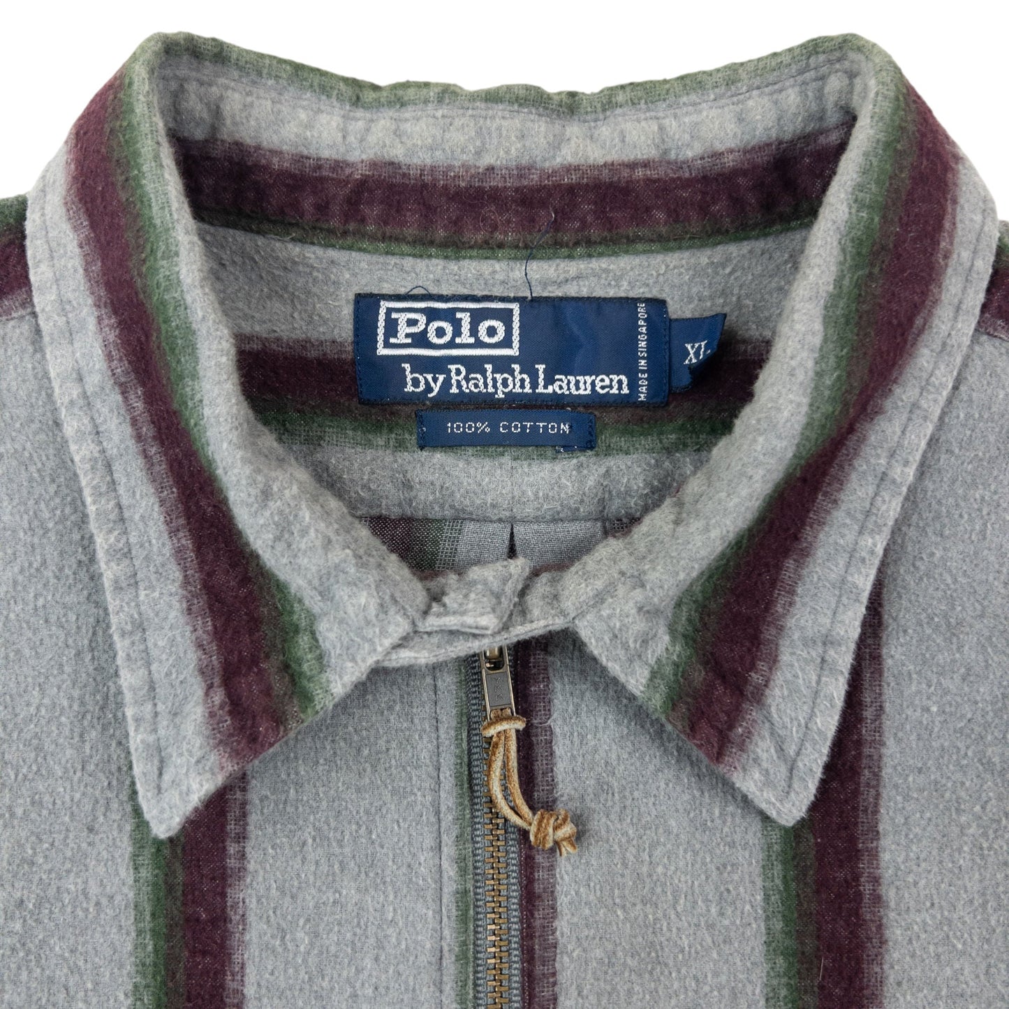 Vintage 90s Polo Ralph Lauren Striped Q Zip Shirt Size XXL | XXL, Grey, Green, Burgundy