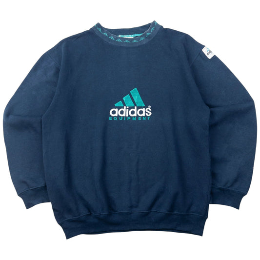 Vintage 90s Adidas Equiptment Embroidered Sweatshirt Size S | Small, Navy