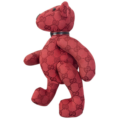 Vintage 2000s Gucci Monogram Dog Teddy Bear | O/S, Red