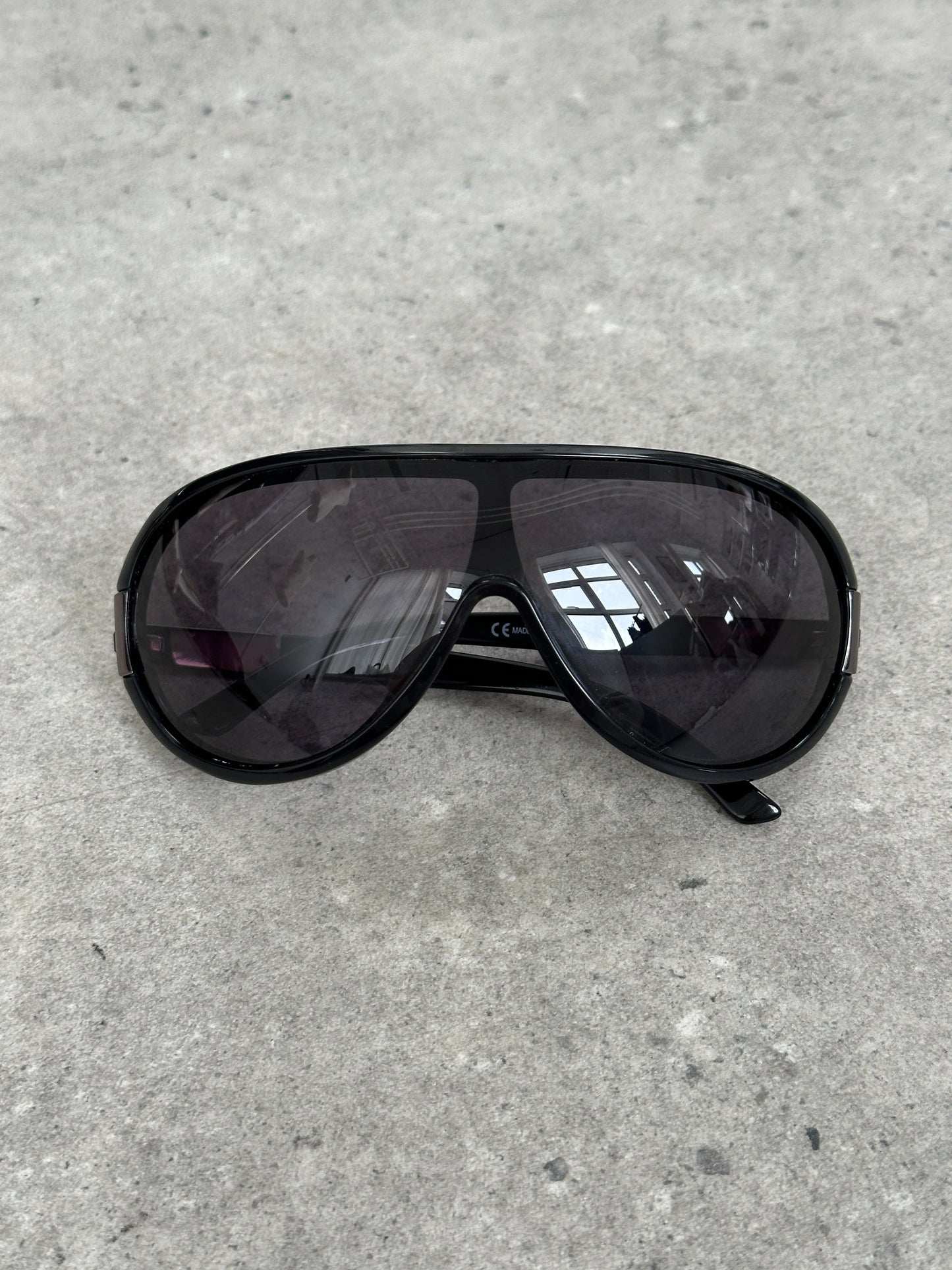 Valentino 2000s Crystal Bar Shield Logo Sunglasses