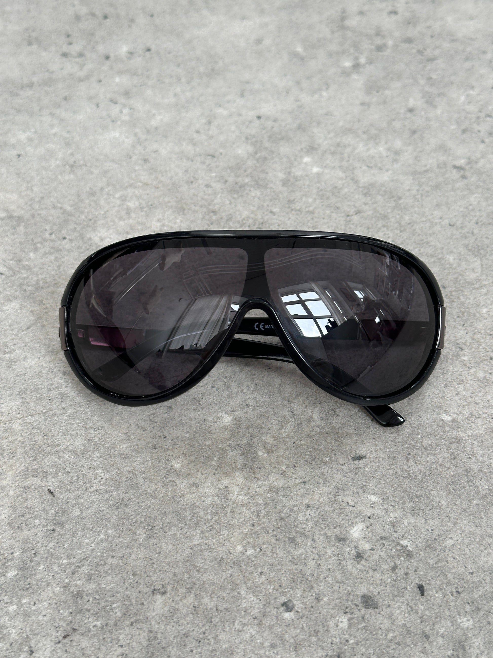 Valentino 2000s Crystal Bar Shield Logo Sunglasses