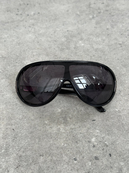 Valentino 2000s Crystal Bar Shield Logo Sunglasses