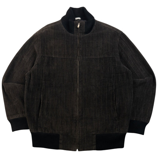 Vintage 90s Balenciaga Zip Up Corduroy Wool Jacket Size S | Small, Brown