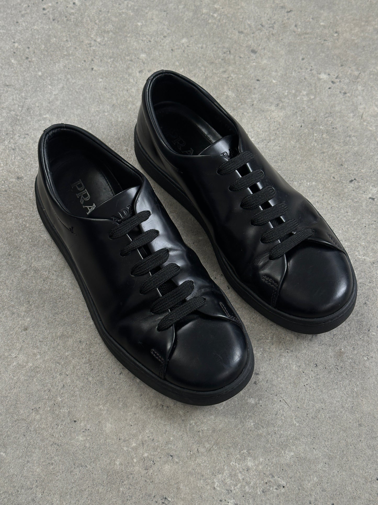 Prada Sport 2000s Leather Minimal Lace Up Trainers - UK 5.5