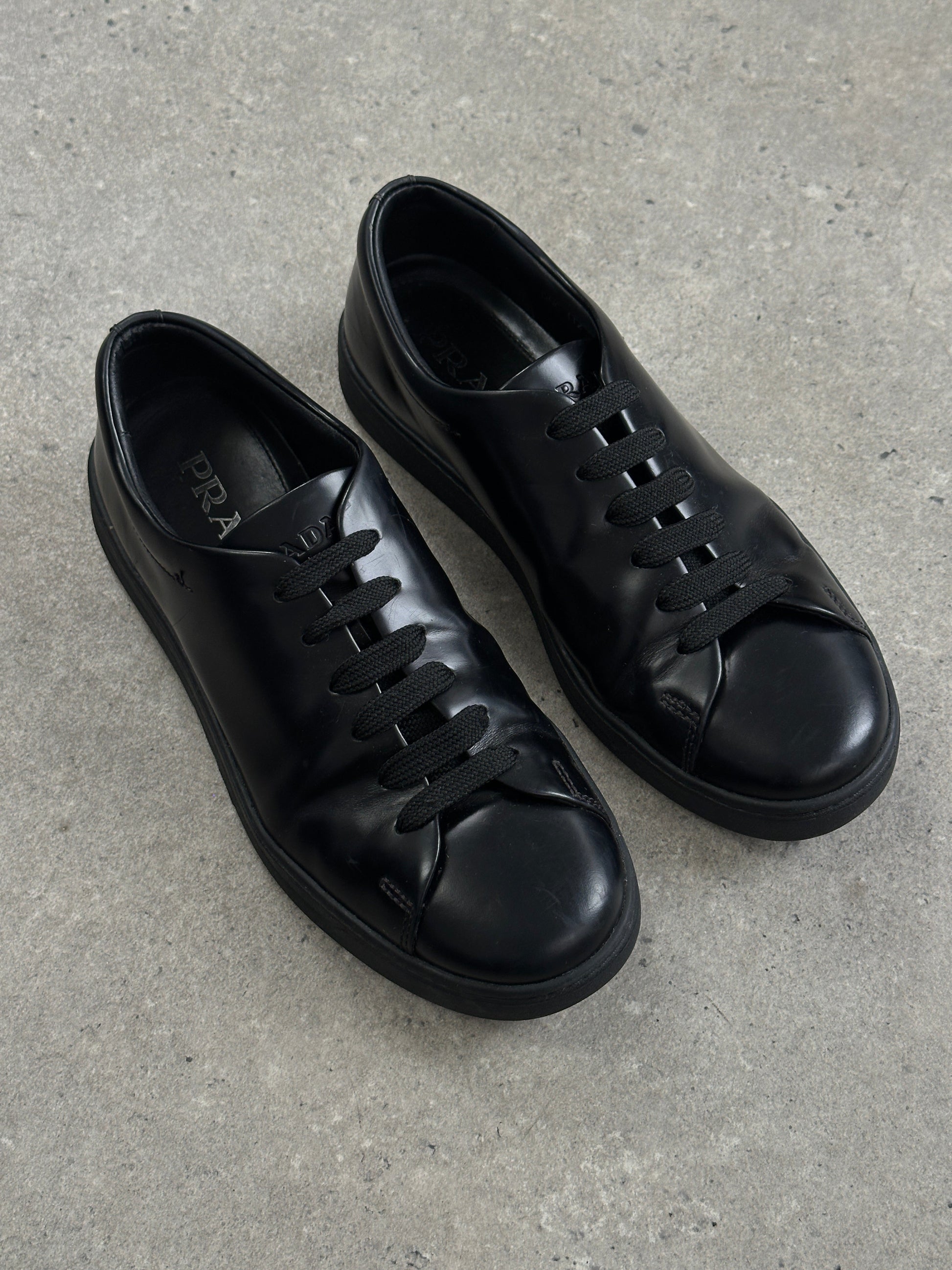 Prada Sport 2000s Leather Minimal Lace Up Trainers - UK 5.5
