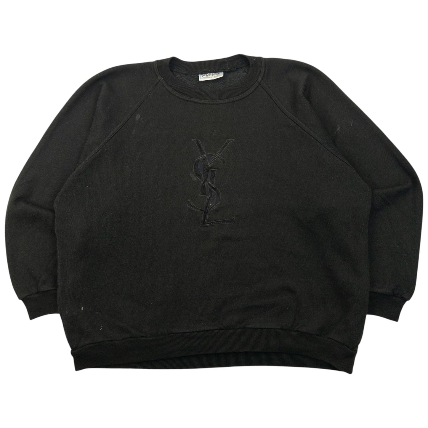 Vintage 80s YSL Yves Saint Laurent Embroidered Sweatshirt Size S | Small, Black