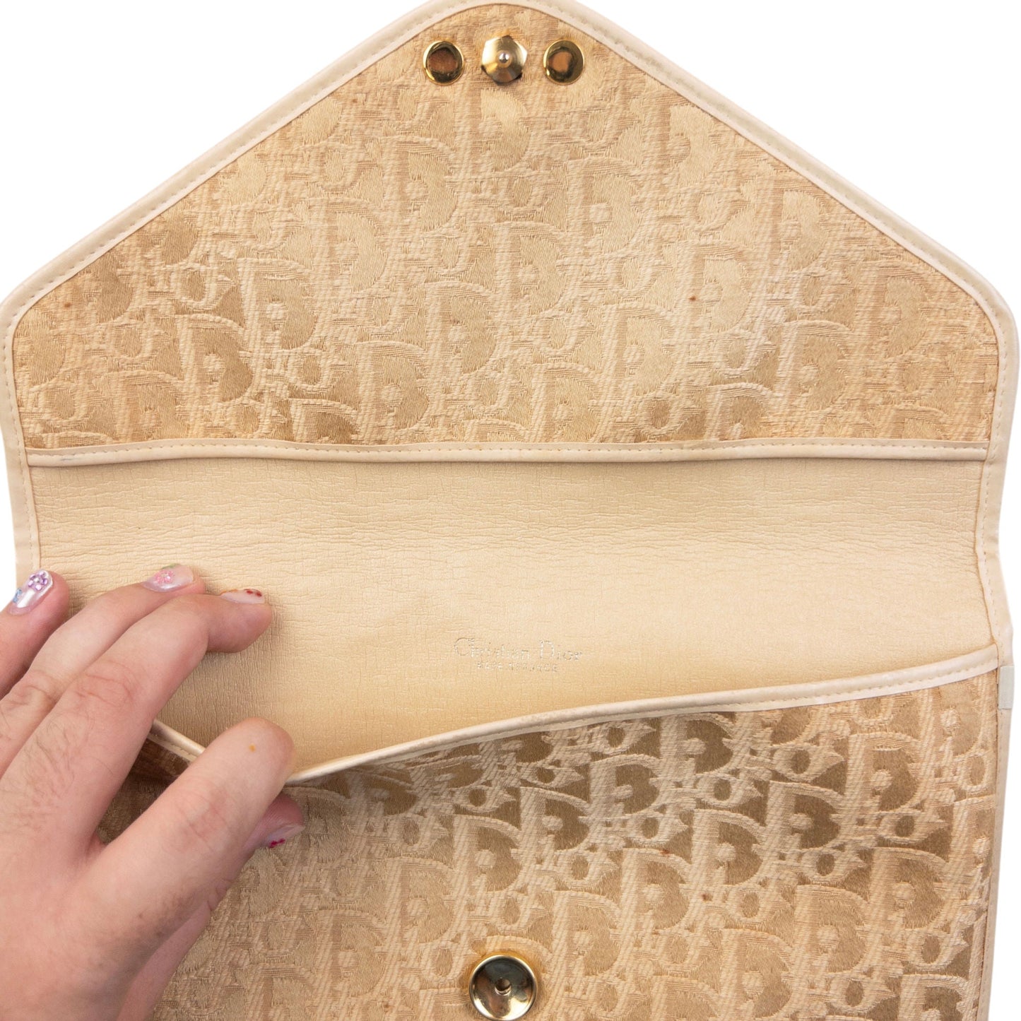 Vintage 90s Dior Monogram Clutch Bag | O/S, Beige