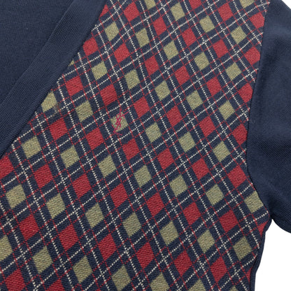 Vintage 90s YSL Yves Saint Laurent Argyle Cardigan Size L | Large, Navy