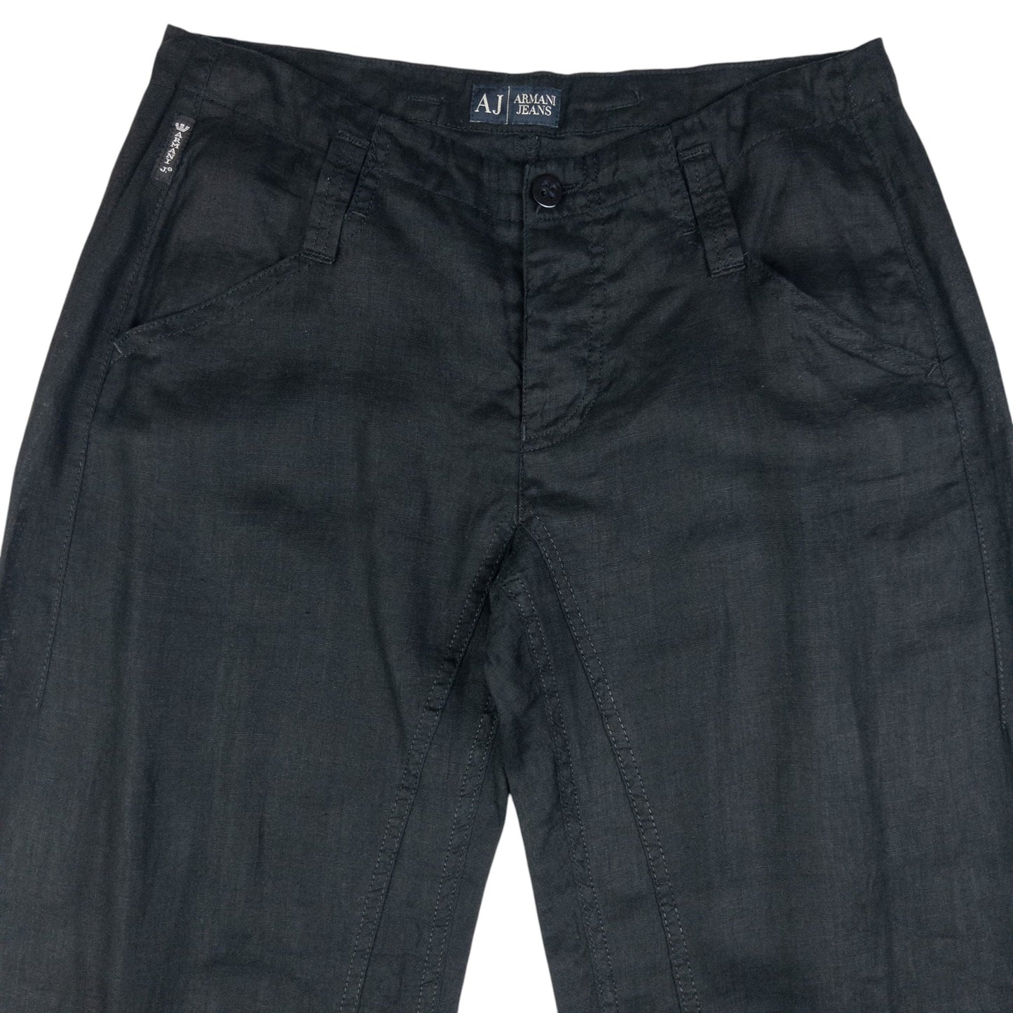 Vintage Armani Jeans Zip Detail Linen Trousers Size W31