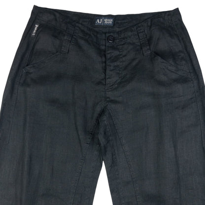 Vintage Armani Jeans Zip Detail Linen Trousers Size W31