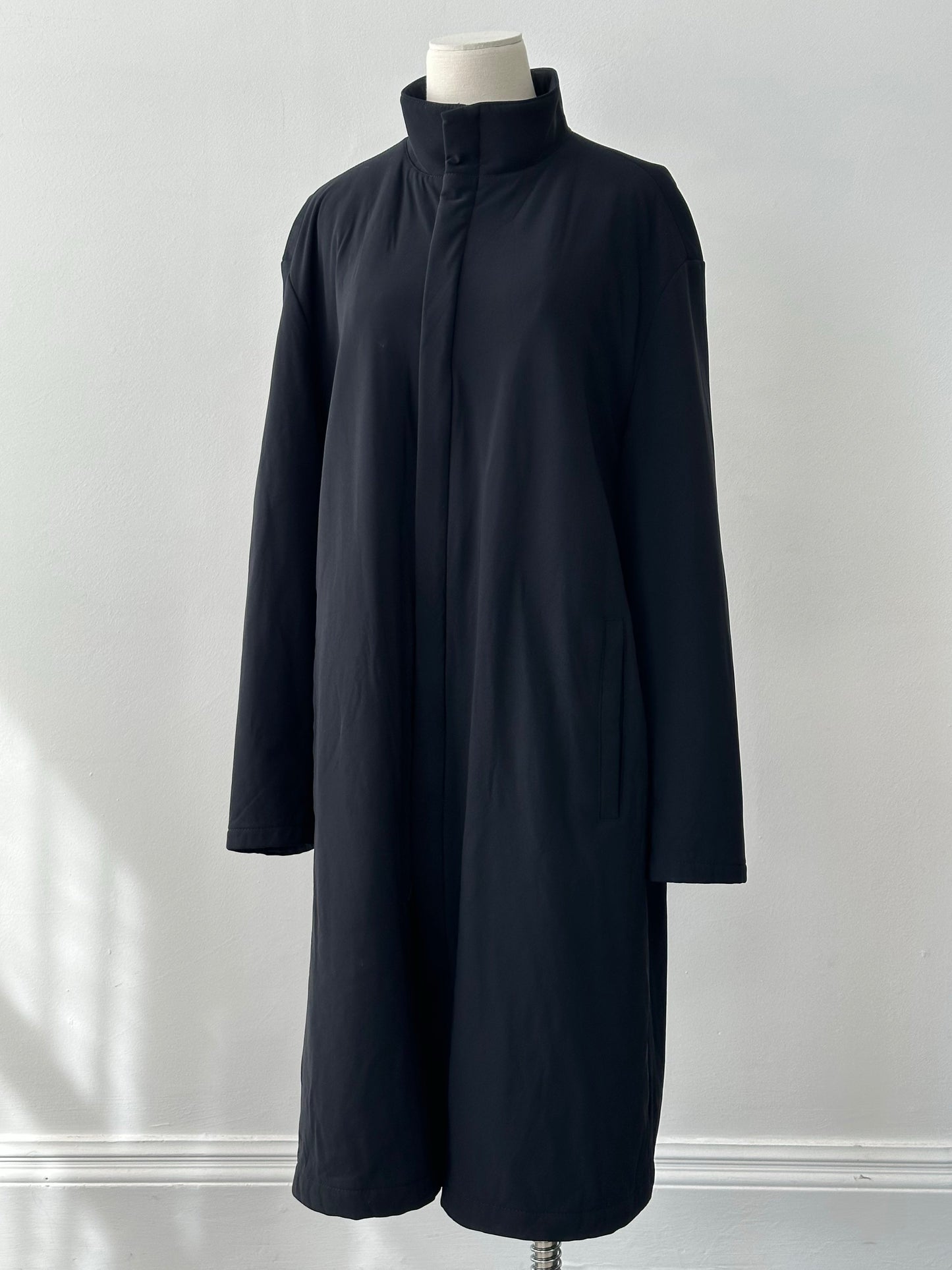 Hugo Boss 2000s Cotton High Neck Double Zip Trench Coat - L
