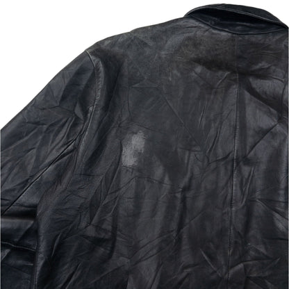 Vintage Hugo Boss Zip Up Leather Jacket Size L