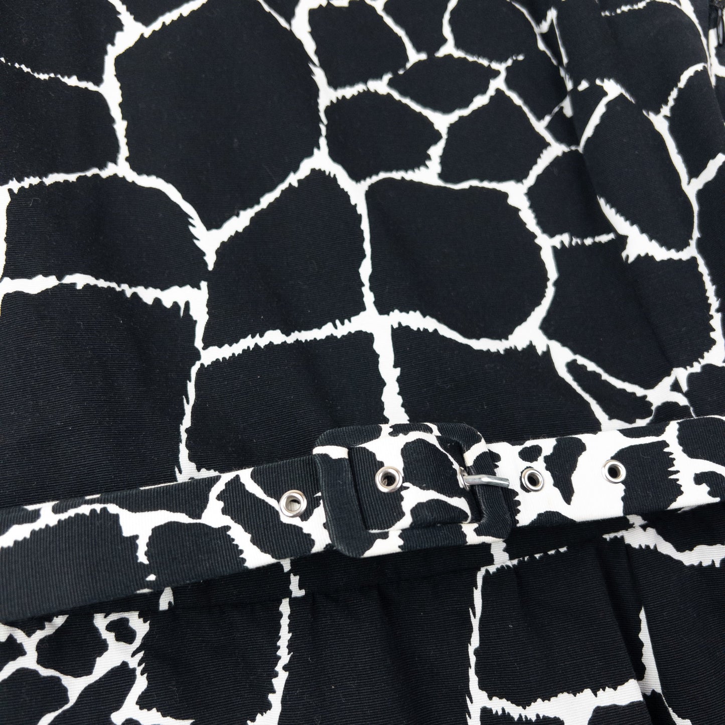 Vintage 80s YSL Yves Saint Laurent Giraffe Print Belt Waist Dress Womens Size L | Large, Black