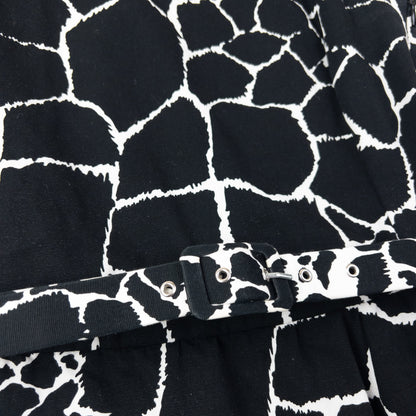 Vintage 80s YSL Yves Saint Laurent Giraffe Print Belt Waist Dress Womens Size L | Large, Black