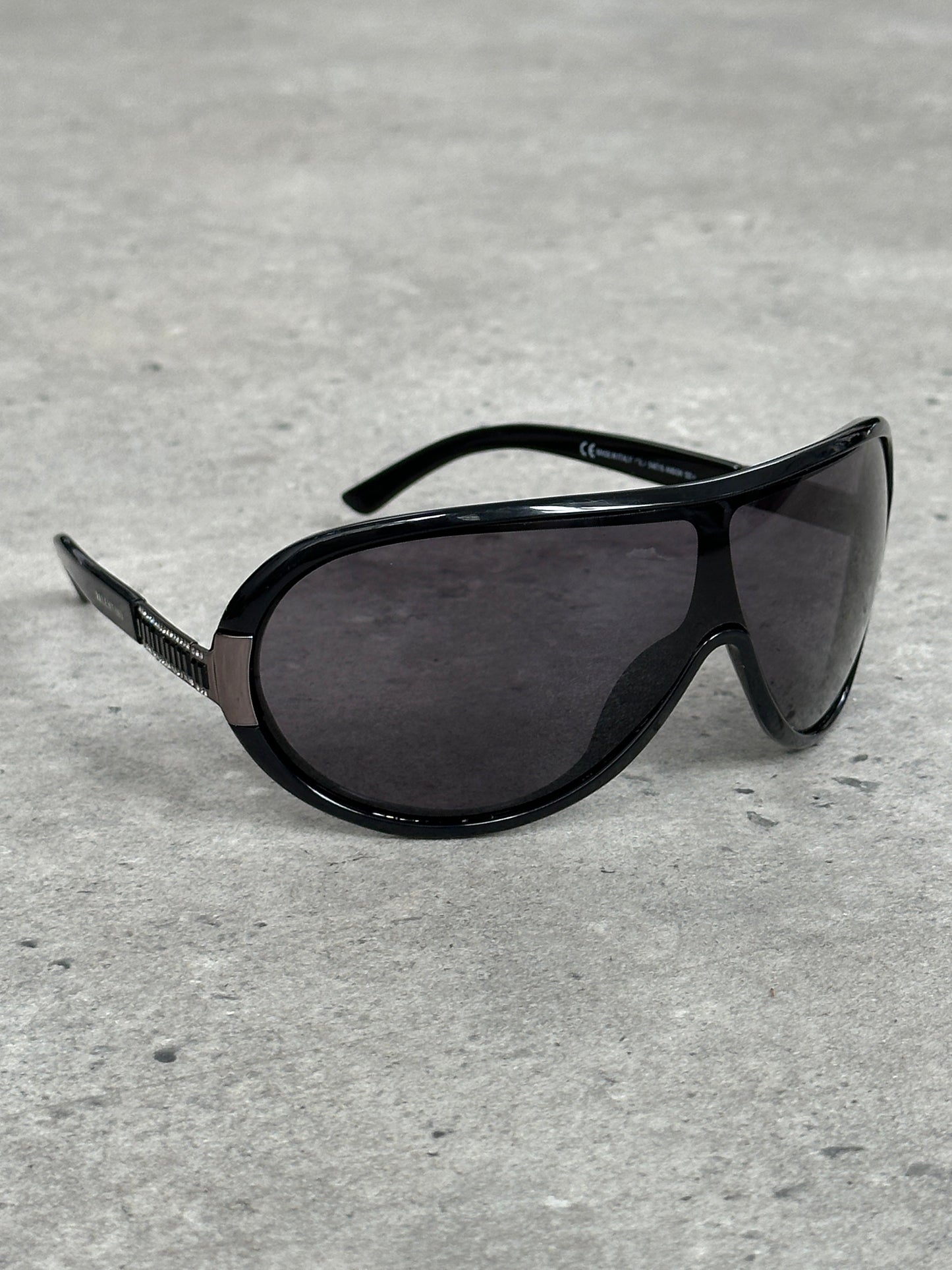 Valentino 2000s Crystal Bar Shield Logo Sunglasses