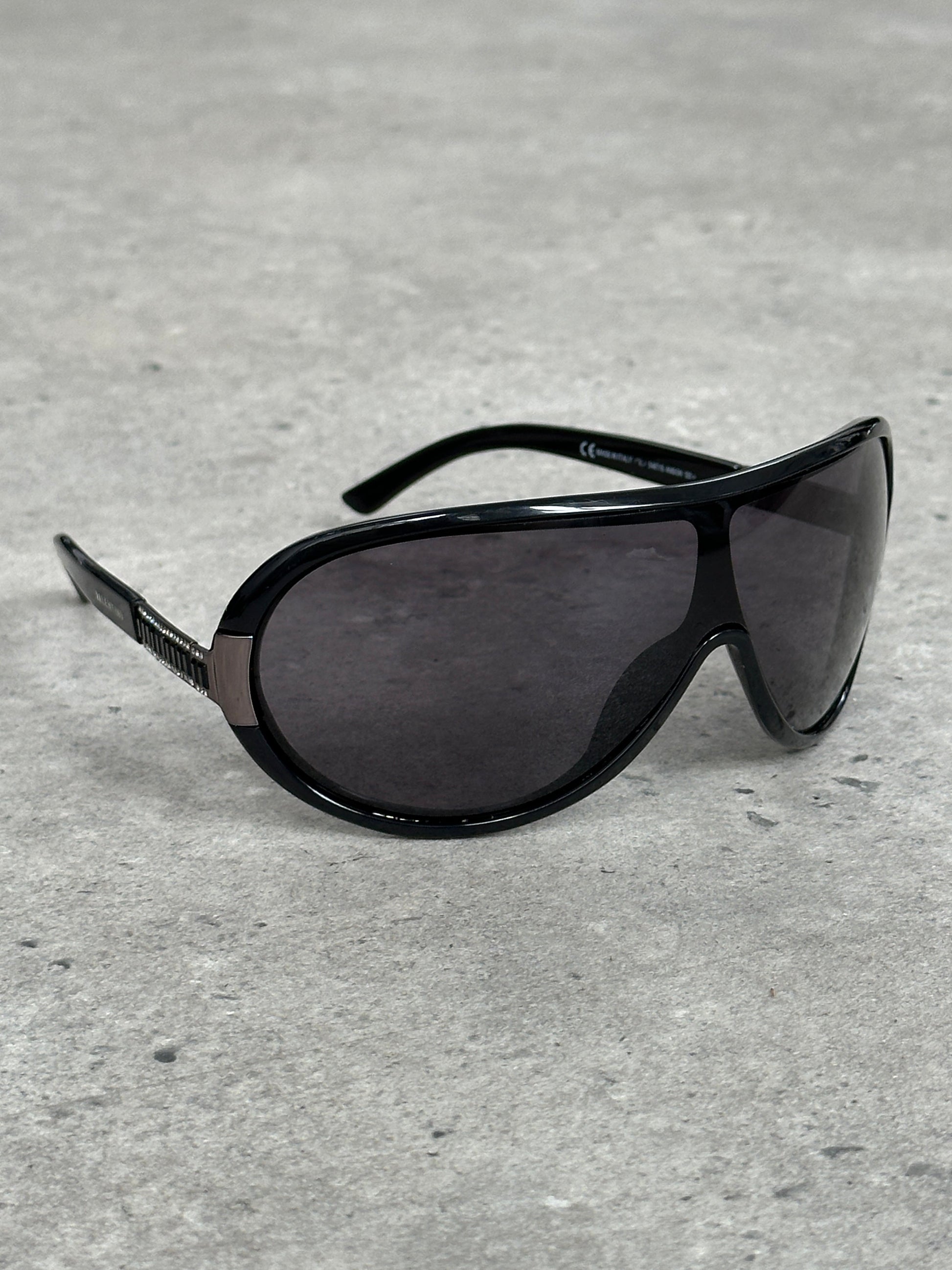 Valentino 2000s Crystal Bar Shield Logo Sunglasses