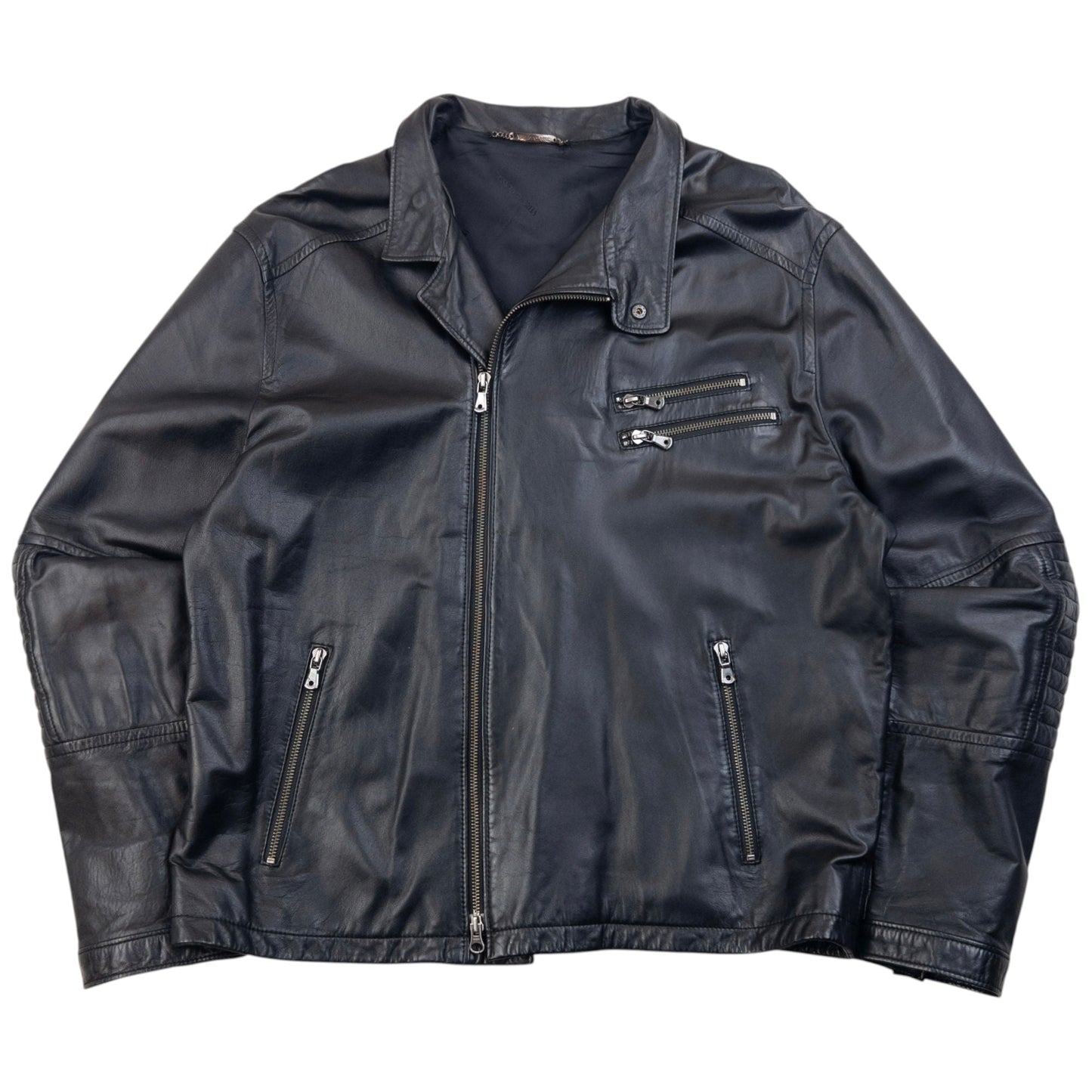 Vintage 2000s Versace Classic Zip Up Leather Jacket Size L | Large, Black