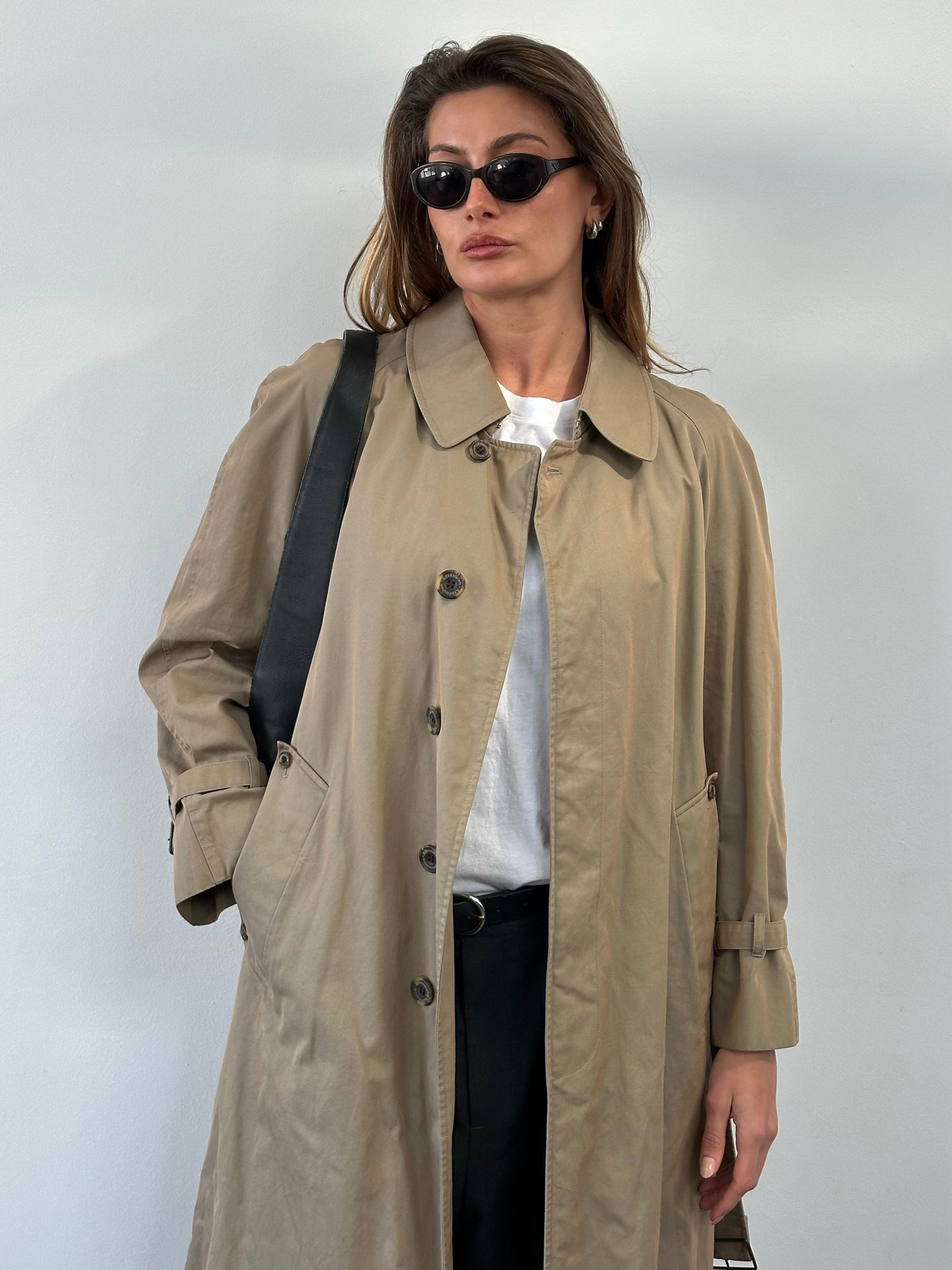 Aquascutum 1990s Pure Cotton Belted Trench Coat - S