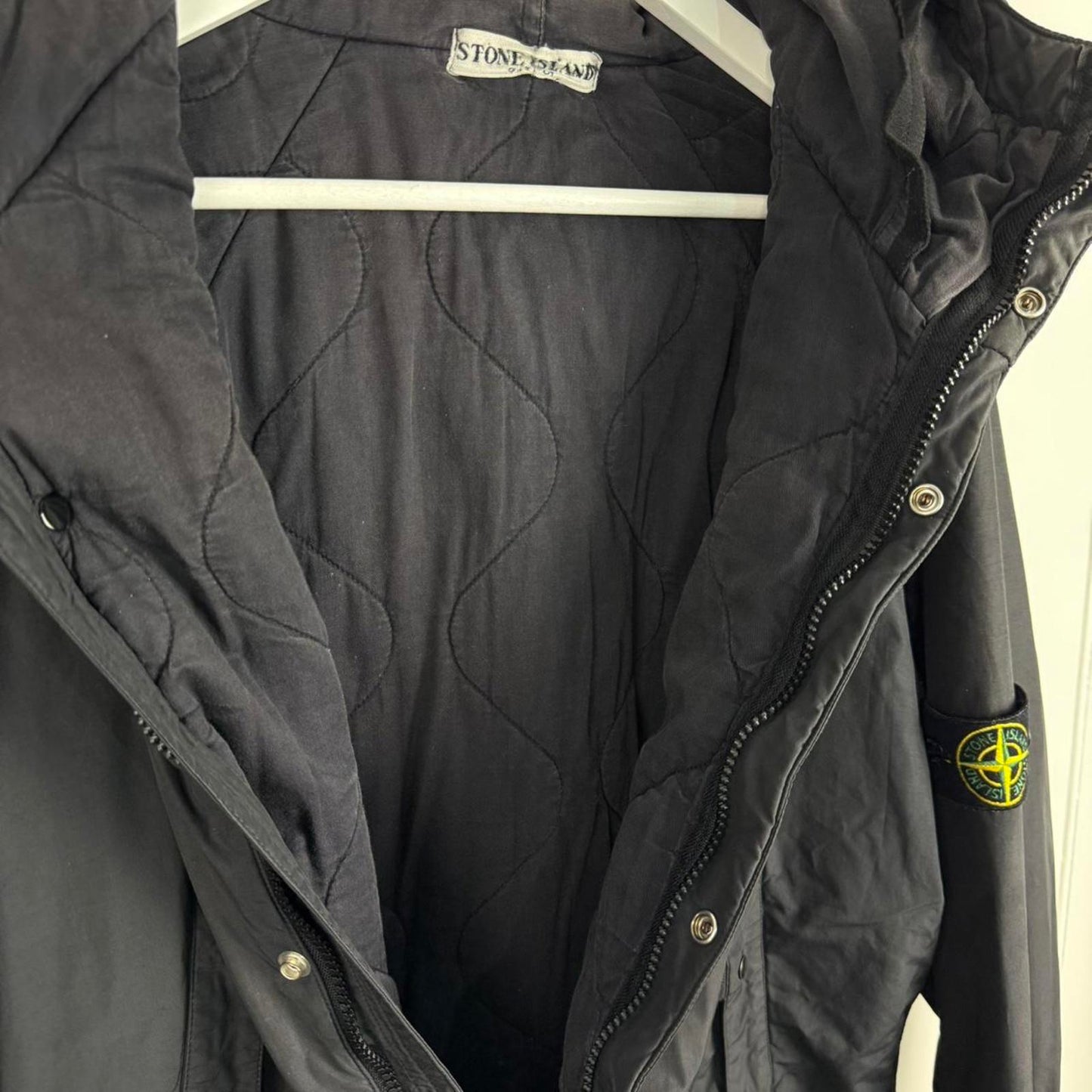 Stone Island Quilted Hooded Jacket (L) | Large, Black