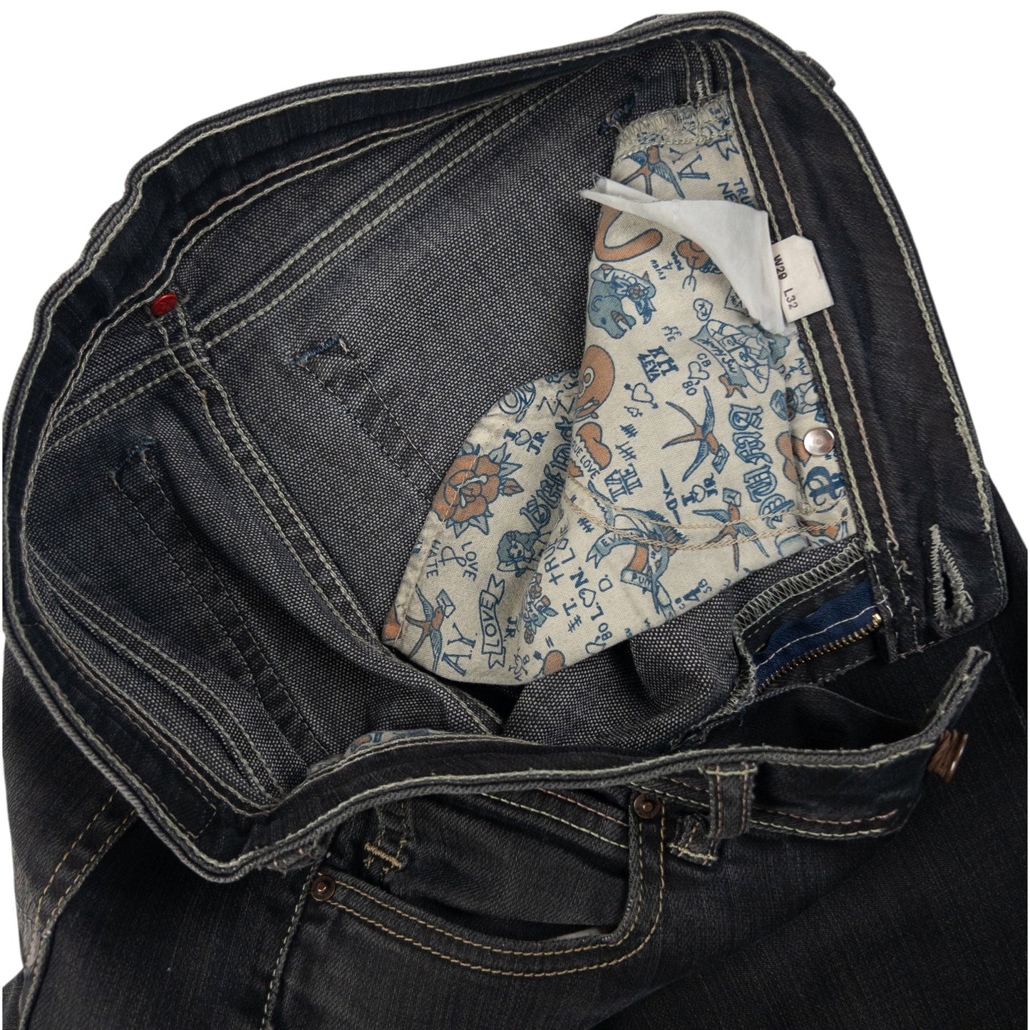 Vintage Puma X Evisu Double Gull Japanese Denim Jeans Size W32