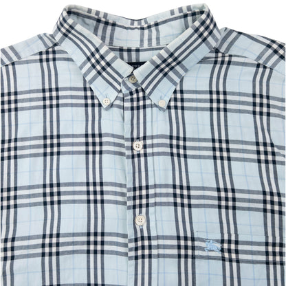 Vintage 2000s Burberry Nova Check Long Sleeve Button Up Shirt Size L | Large, Blue