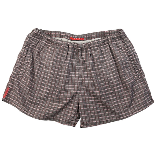 Vintage 2000s Prada Sport Checkered Swim Shorts Size L | Large, Brown