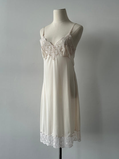 Vintage 1990s Satin Lace Midi Slip Dress - S-M