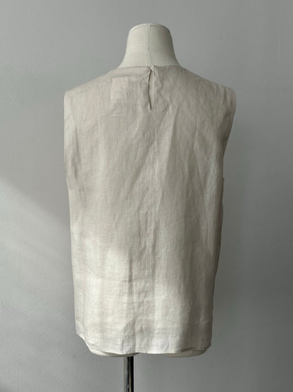 Max Mara 1990s Silk Linen Asymmetric Sleeveless Top - M