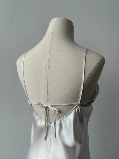 Vintage 2000s Satin Floral Lace Mini Slip Dress - XS