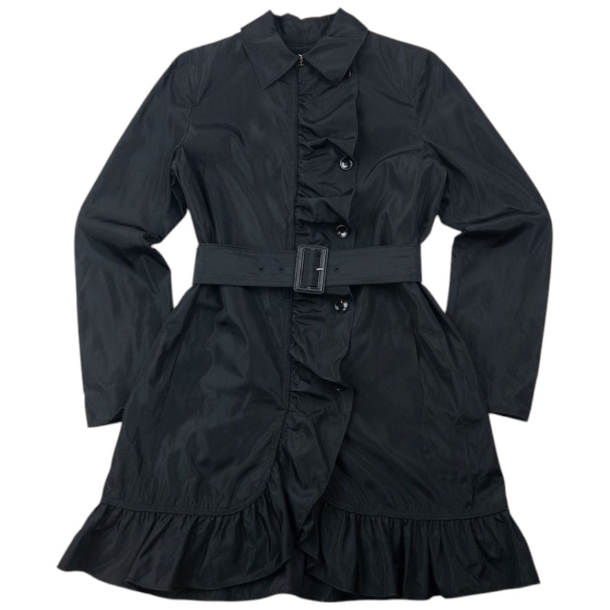 Vintage Dolce & Gabbana Belt Waist Ruffle Jacket Womens Size M | Medium, Black