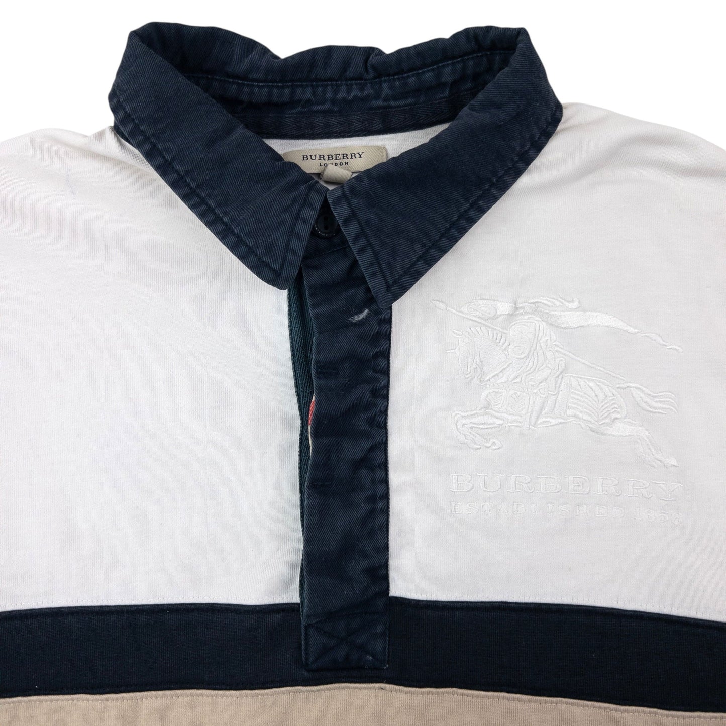Vintage Burberry Striped Long Sleeve Rugby Polo Shirt Size S | Small, Red