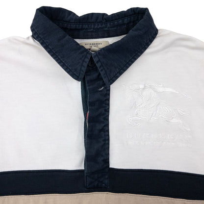 Vintage Burberry Striped Long Sleeve Rugby Polo Shirt Size S | Small, Red