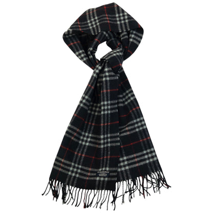 Vintage 2000s Burberry Nova Check Lambswool Tassel Scarf | O/S, Navy