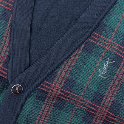 Vintage 90s YSL Yves Saint Laurent Checkered Cardigan Size S | Small, Multicoloured