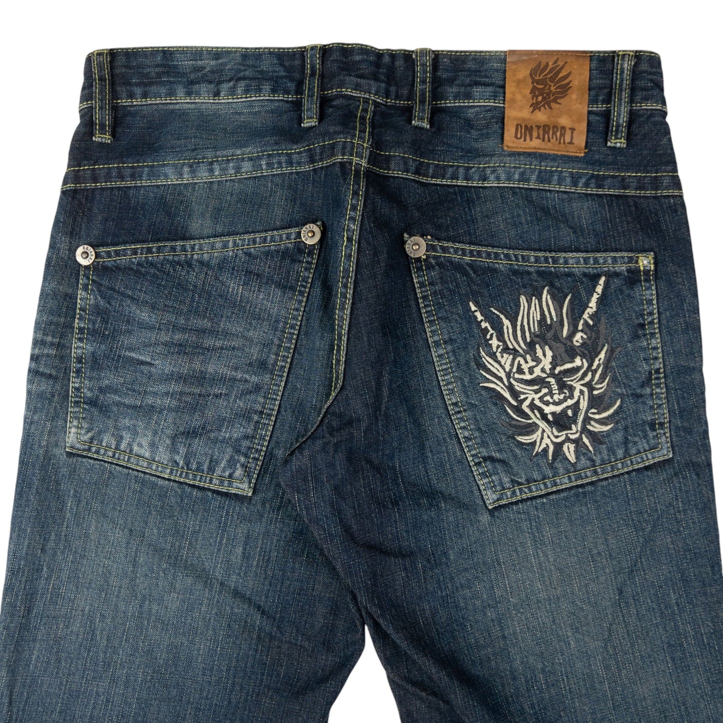 Vintage Oniarai Embroidered Devil Japanese Denim Jeans Size W33