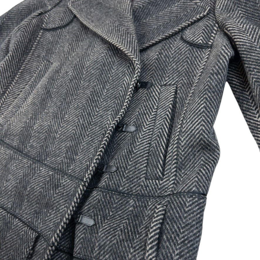 Vintage 2000s Prada Pattern Wool Jacket Womens Size L | Large, Grey