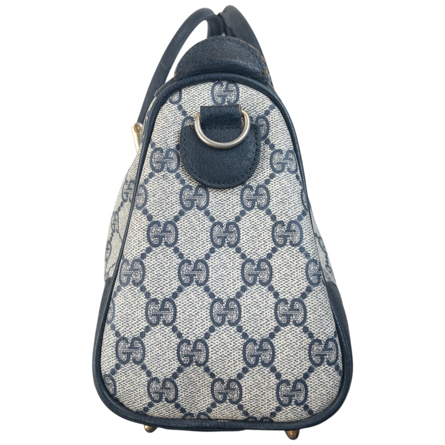 Vintage 80s Gucci Monogram Leather Handbag | O/S, Black