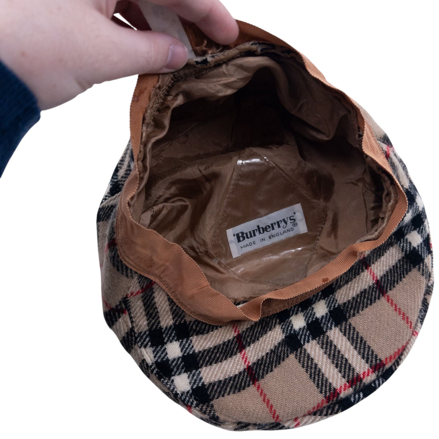 Vintage 80s Burberry Nova Check Wool Flat-Cap Hat Size M