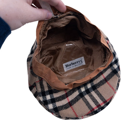 Vintage 80s Burberry Nova Check Wool Flat-Cap Hat Size M