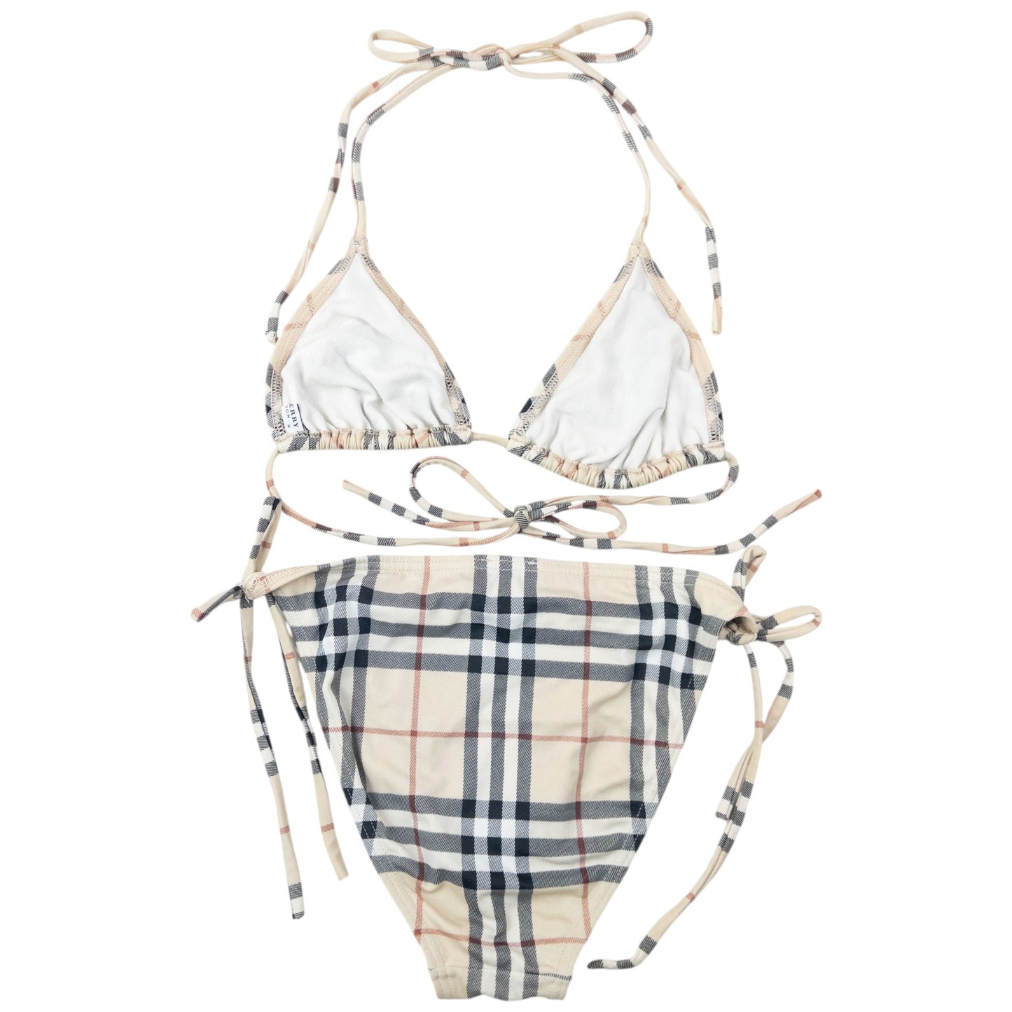 Vintage 2000s Burberry Nova Check Bikini Set Womens Size M | O/S, Cream