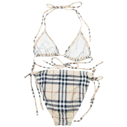 Vintage 2000s Burberry Nova Check Bikini Set Womens Size M | O/S, Cream