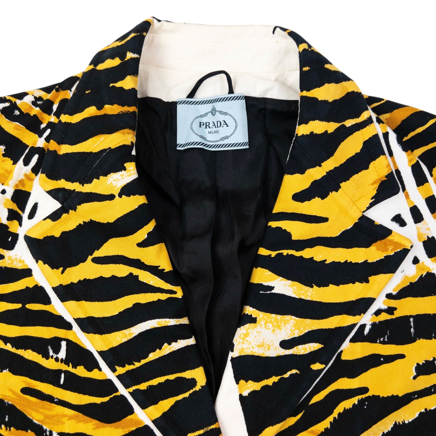 2018 Prada Tiger Stripe Pop Art Jacket Womens Size XL | XL, Yellow, Black, White