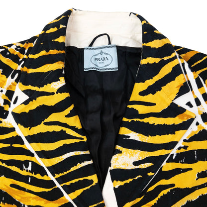 2018 Prada Tiger Stripe Pop Art Jacket Womens Size XL | XL, Yellow, Black, White