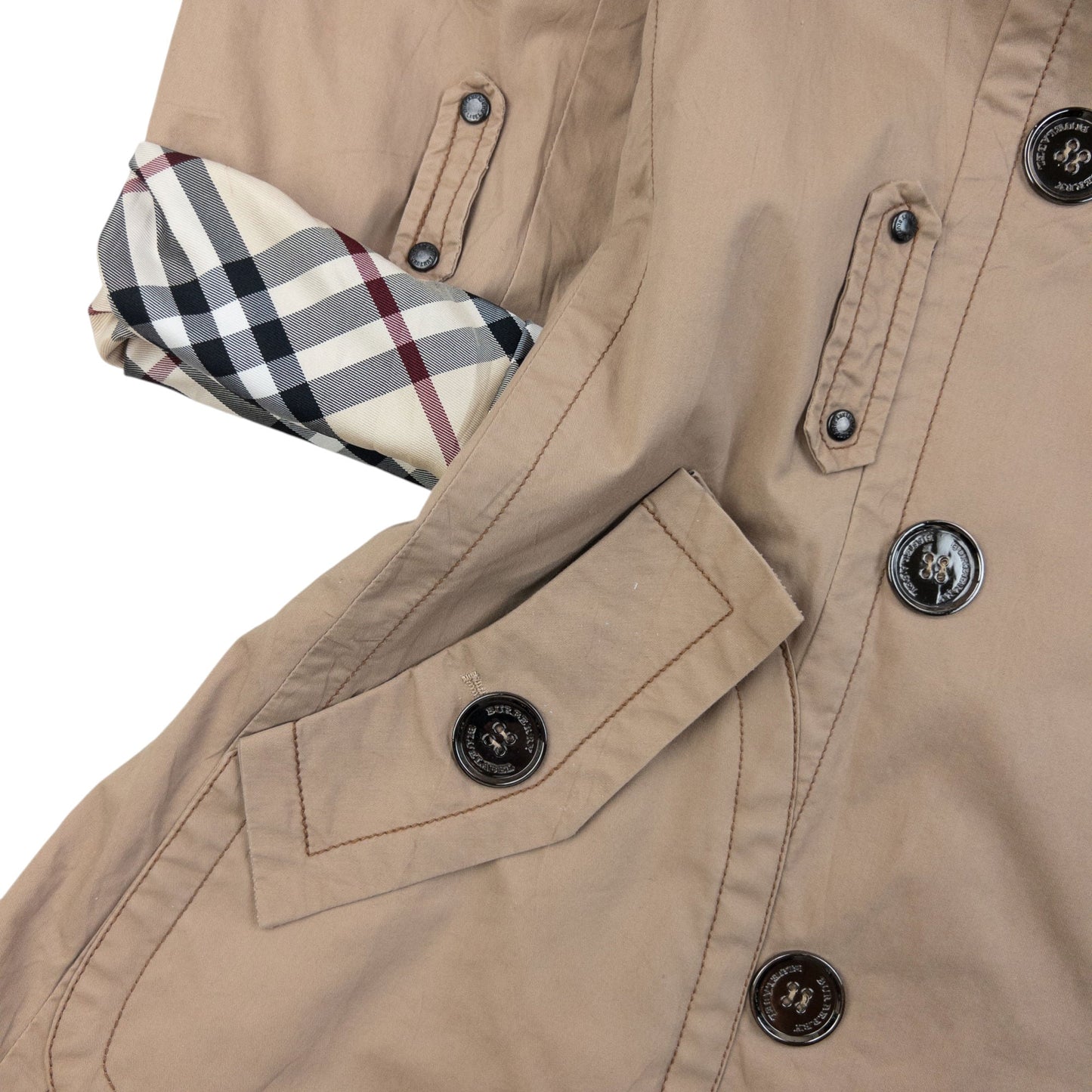 Vintage 2000s Burberry Blue Label Nova Check Lined Trench Jacket Womens Size M | Medium, Beige